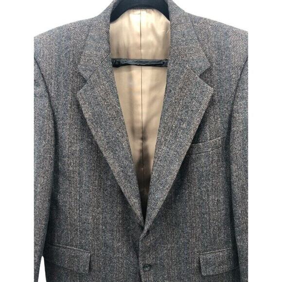 VTG Michael Sterns Sport Coat Blazer 44 Herringbone Wool Tweed Business USA Tan - Picture 7 of 9